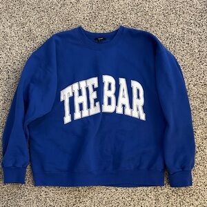 The Bar Crewneck Sweater in Blue and White